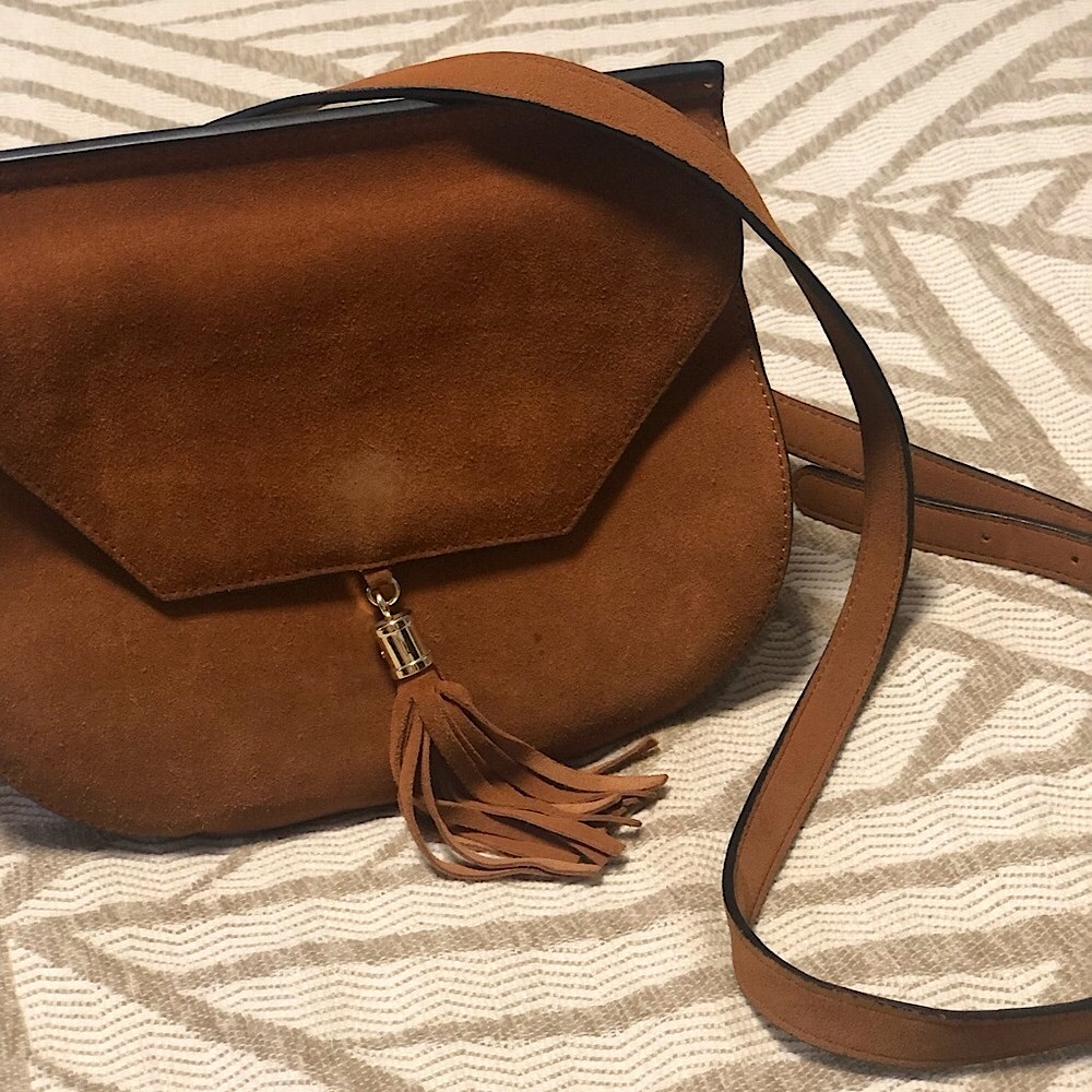 Addison Road Genuine Suede Crossbody Bag with Tassel